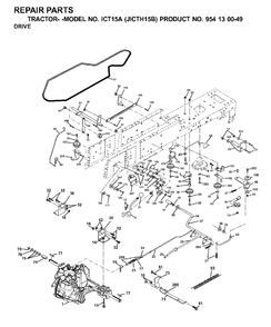 Drive Diagram and Parts List for ICT15A (954130049-B)(2001-02) Jonsered Lawn Tractor