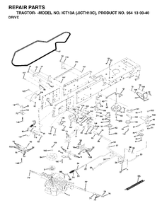 Drive Diagram and Parts List for ICT13A (954130040-C)(2001-02) Jonsered Lawn Tractor
