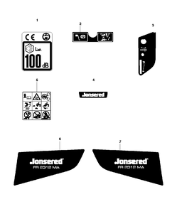 Decals Diagram and Parts List for FR2312MA (966639885)(2011-02) Jonsered Lawn Tractor