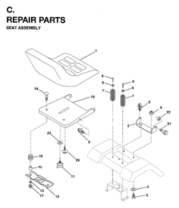 Seat Diagram and Parts List for LTH15 (954820171)(1996-01) Jonsered Lawn Tractor