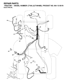 Electrical Diagram and Parts List for LT19A (954130078)(2002-03) Jonsered Lawn Tractor