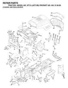 Chassis Enclosures Diagram and Parts List for ICT13 (954130039)(2001-01) Jonsered Lawn Tractor