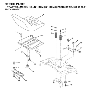 Seat Diagram and Parts List for LT2114CM (954130091)(2003-01) Jonsered Lawn Tractor