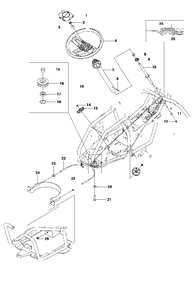 Steering Diagram and Parts List for FR2312MA (966639885)(2011-02) Jonsered Lawn Tractor
