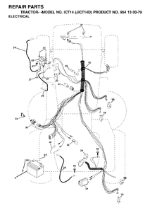 Electrical Diagram and Parts List for ICT14 (954130079-D)(2002-06) Jonsered Lawn Tractor
