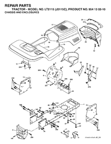Chassis Enclosures Diagram and Parts List for LT2115 (954130210)(2004-09) Jonsered Lawn Tractor