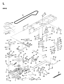 Drive Diagram and Parts List for LTH13 1998-01 Jonsered Lawn Tractor