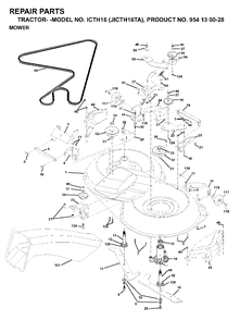 Mower Deck / Cutting Deck Diagram and Parts List for ICTH16 (954130028)(1999-03) Jonsered Lawn Tractor