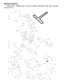 Mower Deck / Cutting Deck Diagram and Parts List for LT16 (954130060-B)(2002-06) Jonsered Lawn Tractor