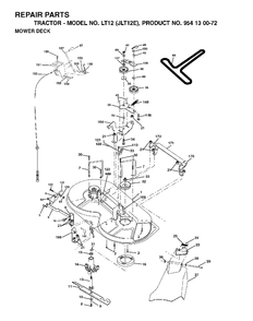Mower Deck / Cutting Deck Diagram and Parts List for LT12 (954130072)(2002-06) Jonsered Lawn Tractor