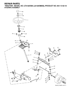Steering Diagram and Parts List for LT2122CMA (954130218)(2004-06) Jonsered Lawn Tractor