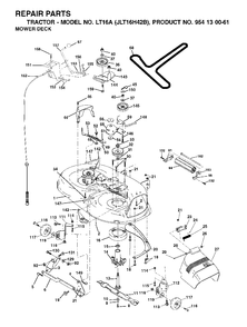 Mower Deck / Cutting Deck Diagram and Parts List for LT16A (954130061)(2002-03) Jonsered Lawn Tractor