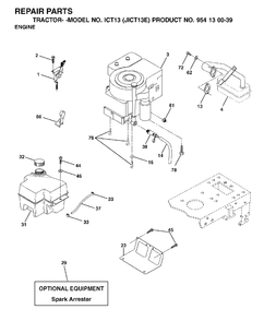 Engine Diagram and Parts List for ICT13 (954130039)(2001-09) Jonsered Lawn Tractor