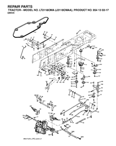 Drive Diagram and Parts List for LT2118CMA (954130217)(2004-01) Jonsered Lawn Tractor