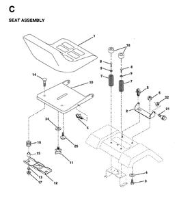 Seat Diagram and Parts List for LT15 (954130003)(1997-04) Jonsered Lawn Tractor