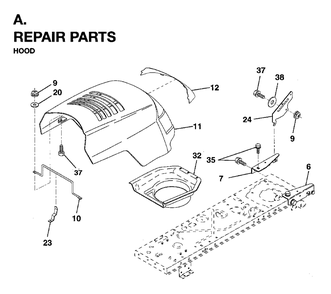 Hood Diagram and Parts List for LRH13 (954003421)(1996-01) Jonsered Lawn Tractor