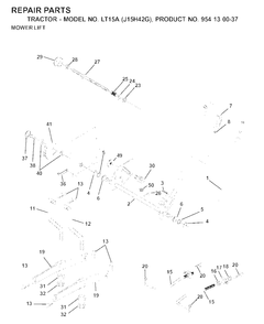 Mower Lift / Deck Lift Diagram and Parts List for LT15A (954130037-G)(2000-04) Jonsered Lawn Tractor