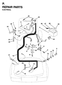 Electrical Diagram and Parts List for LRH13 (954003421)(1996-01) Jonsered Lawn Tractor