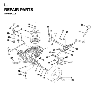 Transmission 1 Diagram and Parts List for LRH13 (954003421)(1996-01) Jonsered Lawn Tractor