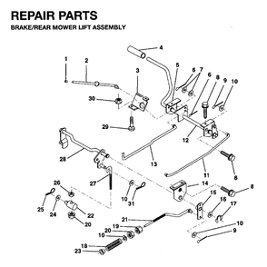 Brake / Rear Mower Lift Diagram and Parts List for LRH13 1995-01 Jonsered Lawn Tractor