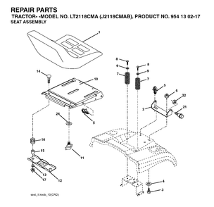 Seat Diagram and Parts List for LT2118CMA (954130217-B)(2004-06) Jonsered Lawn Tractor