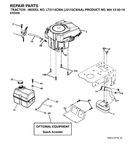 Engine Diagram and Parts List for LT2115CMA (954130216)(2004-01) Jonsered Lawn Tractor