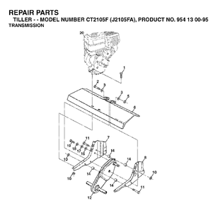 Transmission Diagram and Parts List for CT2105 (954130095)(2003-01) Jonsered Tiller