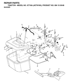 Bagger Diagram and Parts List for ICT16A (954130066-K)(2002-06) Jonsered Lawn Tractor