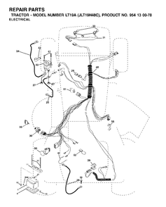 Electrical Diagram and Parts List for LT19A (954130078)(2002-09) Jonsered Lawn Tractor