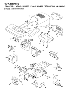 Chassis Enclosures Diagram and Parts List for LT18A (954130047-B)(2001-01) Jonsered Lawn Tractor
