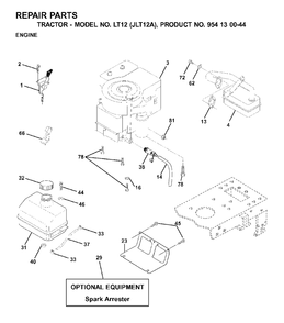 Engine Diagram and Parts List for LT12 (954130044)(2001-01) Jonsered Lawn Tractor