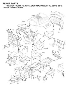 Chassis Enclosures Diagram and Parts List for ICT18A (954130043-A)(2000-03) Jonsered Lawn Tractor