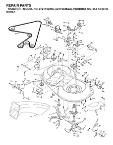 Mower Deck / Cutting Deck Diagram and Parts List for LT2119CMA (954130094)(2003-01) Jonsered Lawn Tractor