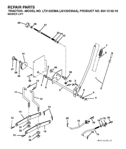Mower Lift / Deck Lift Diagram and Parts List for LT2122CMA (954130218)(2004-01) Jonsered Lawn Tractor