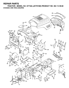Chassis Enclosures Diagram and Parts List for ICT16A (954130042-H)(2002-01) Jonsered Lawn Tractor