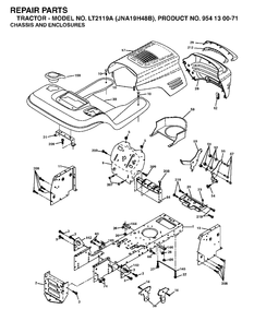 Chassis Enclosures Diagram and Parts List for LT2119A (954130071)(2003-05) Jonsered Lawn Tractor
