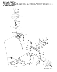 Steering Diagram and Parts List for LT2117CMA (954130093)(2003-05) Jonsered Lawn Tractor