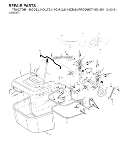 Bagger Diagram and Parts List for LT2114CM (954130091)(2003-05) Jonsered Lawn Tractor
