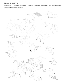 Chassis Enclosures Diagram and Parts List for LT19A (954130063)(2002-02) Jonsered Lawn Tractor