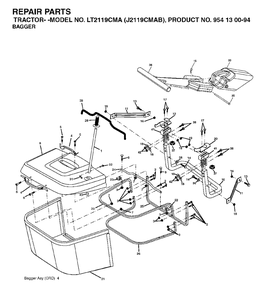 Bagger Diagram and Parts List for LT2119CMA (954130094)(2003-05) Jonsered Lawn Tractor