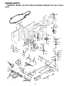 Drive Diagram and Parts List for LT2114CM (954130091)(2003-01) Jonsered Lawn Tractor