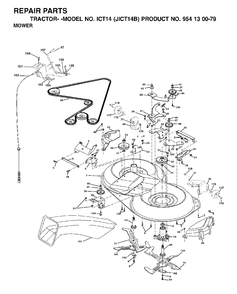 Mower Deck / Cutting Deck Diagram and Parts List for ICT14 (954130079)(2002-02) Jonsered Lawn Tractor