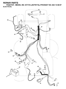 Electrical Diagram and Parts List for ICT17A (954130067)(2002-02) Jonsered Lawn Tractor