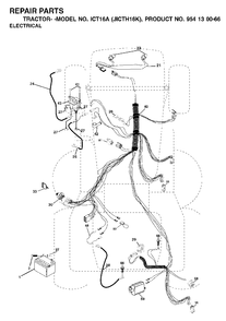 Electrical Diagram and Parts List for ICT16A (954130066-K)(2002-06) Jonsered Lawn Tractor