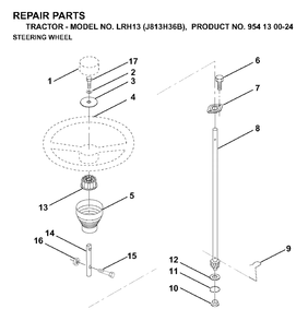 Steering Diagram and Parts List for LRH13 (954130024)(1998-12) Jonsered Lawn Tractor