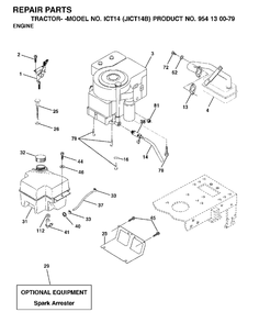 Engine Diagram and Parts List for ICT14 (954130079)(2002-02) Jonsered Lawn Tractor