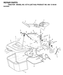 Bagger Diagram and Parts List for ICT14 (954130064)(2002-02) Jonsered Lawn Tractor