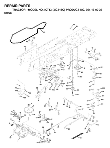 Drive Diagram and Parts List for ICT13 (954130039)(2000-04) Jonsered Lawn Tractor