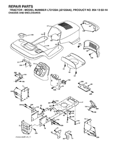 Chassis Enclosures Diagram and Parts List for LT2122A (954130214)(2004-01) Jonsered Lawn Tractor
