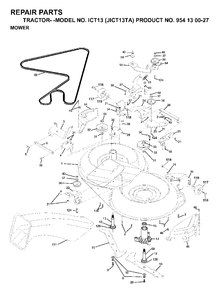 Mower Deck / Cutting Deck Diagram and Parts List for ICT13 (954130027)(1999-03) Jonsered Lawn Tractor